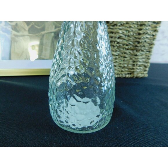 Vintage Inspired Clear Hammered Glass Decanter with Stopper Textured Design - Picture 6 of 9